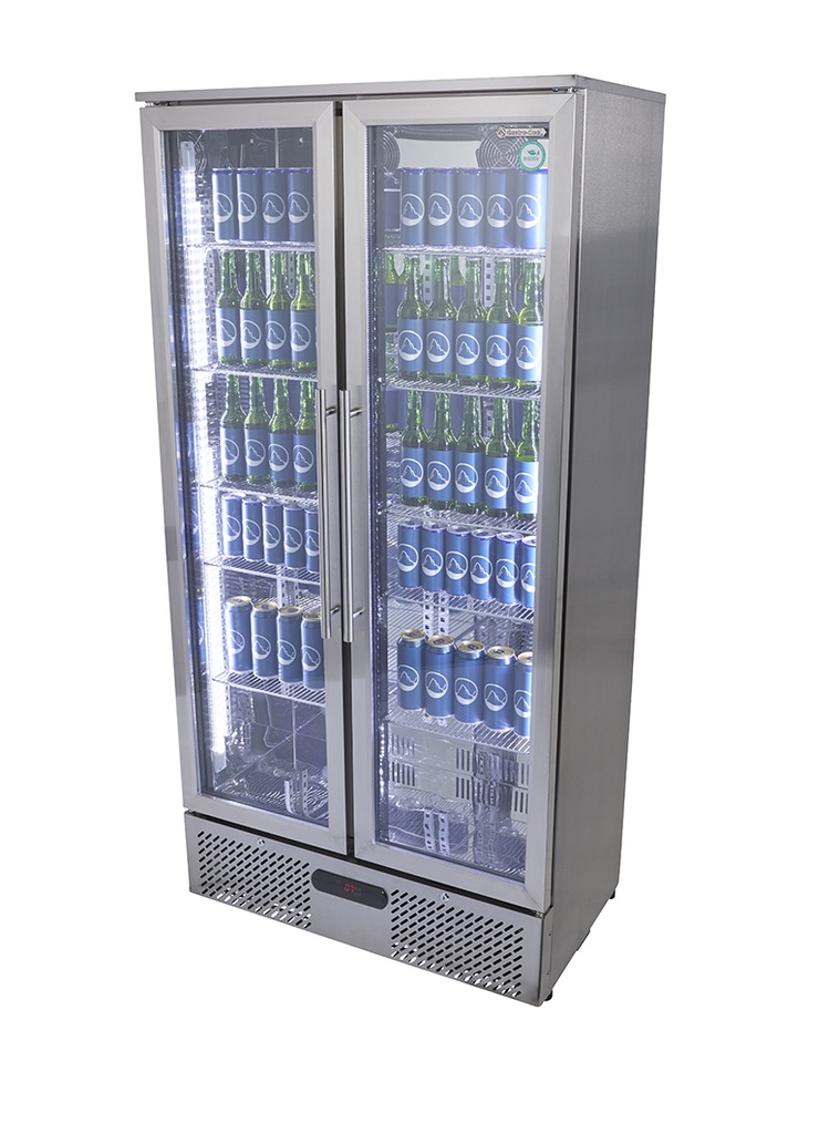 Large fan-assisted commercial cooler - stainless steel - power LED - GCGD500