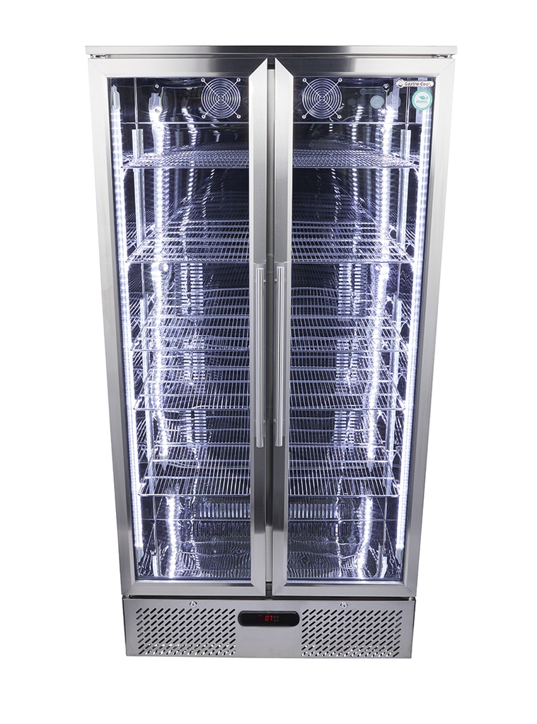 Large fan-assisted commercial cooler - stainless steel - power LED - GCGD500