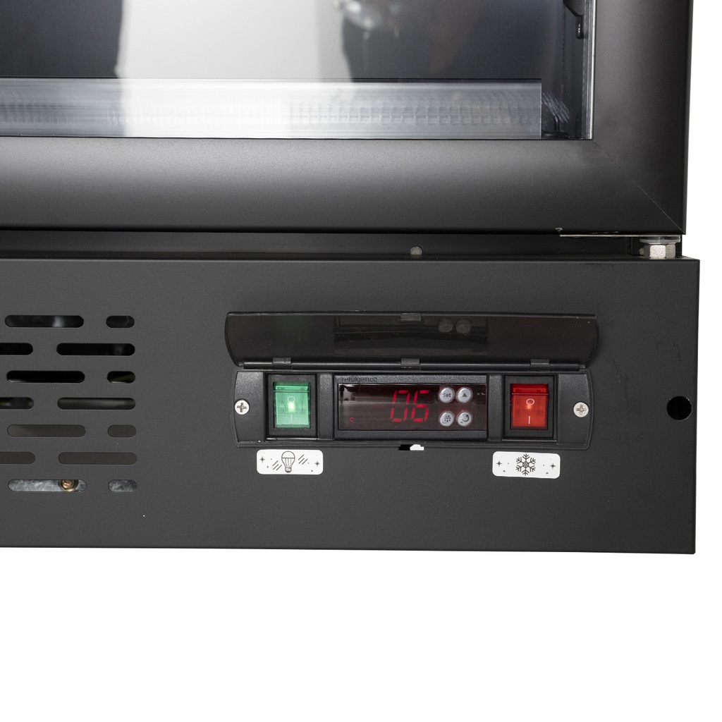 XXL Refrigerator – 4 Doors – For Supermarkets or Gas Stations – With Wheels – LED – Black – GD2200