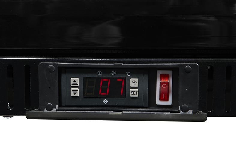 Bottle Cooler with glass door - black - hinged door - self-closing - GCUC200