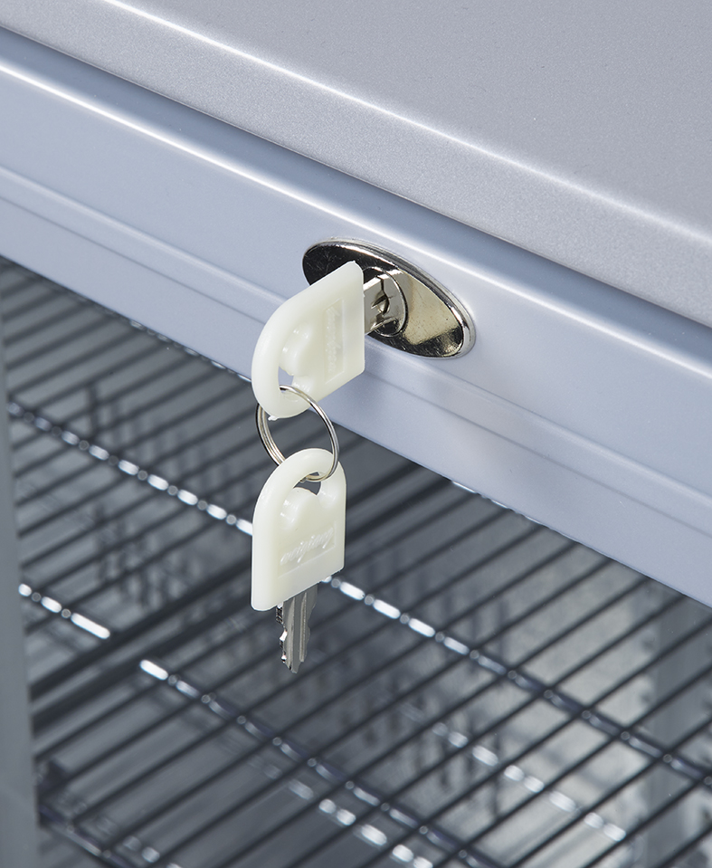 Glass Door Cooler - back bar cooler - 3 sliding doors - self-closing - silver - GCUC300
