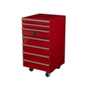 Mobiler Werkzeugwagen Kühlschrank - Industriedesign Minibar 50L mit Schubladen und Rädern - Rot/Schwarz - Design Kühlschrank für Werkstatt, Garage und Man Cave