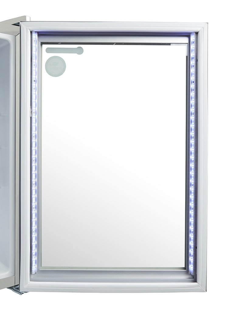 Stainless steel mini fridge with glass door - LED interior lighting - GCKW65