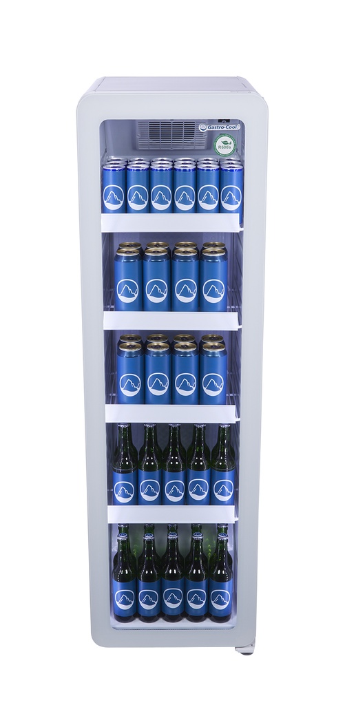 Slimline Bottle Cooler - retro look - vintage - glass door - white - GCGD135