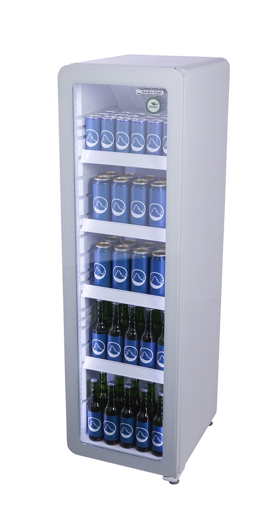 Slimline Bottle Cooler - retro look - vintage - glass door - white - GCGD135