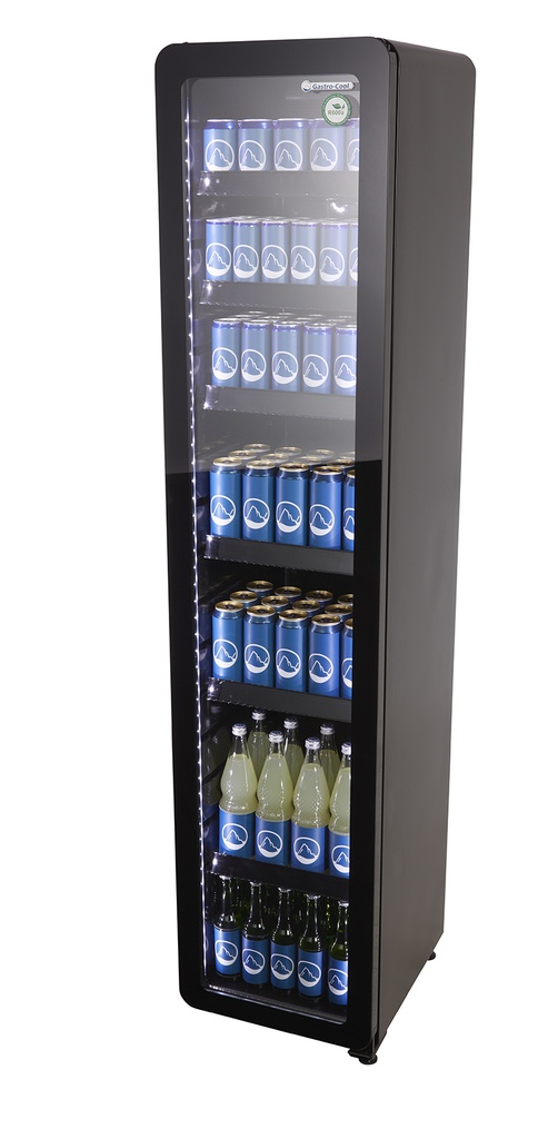 Retro Cooler with glass door - Slimcooler - black - GCGD175