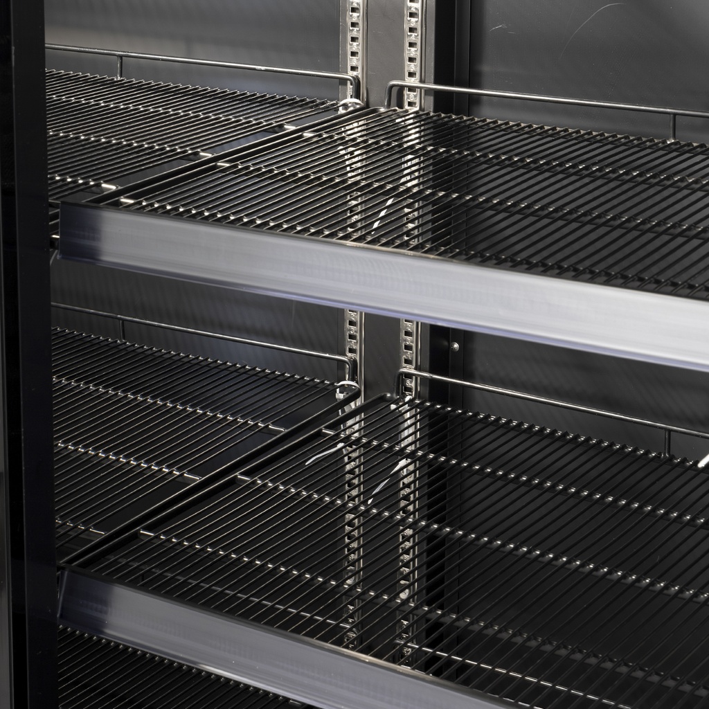 Supermarket Refrigerator - 4 Wheels - LED - 2 glass doors - black - GD1050