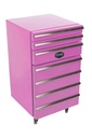 Trolley Refrigerator – Industrial Style 50L Mini Bar with Drawers and Wheels – Pink – Design Fridge for Hair Salons & Nail Studios