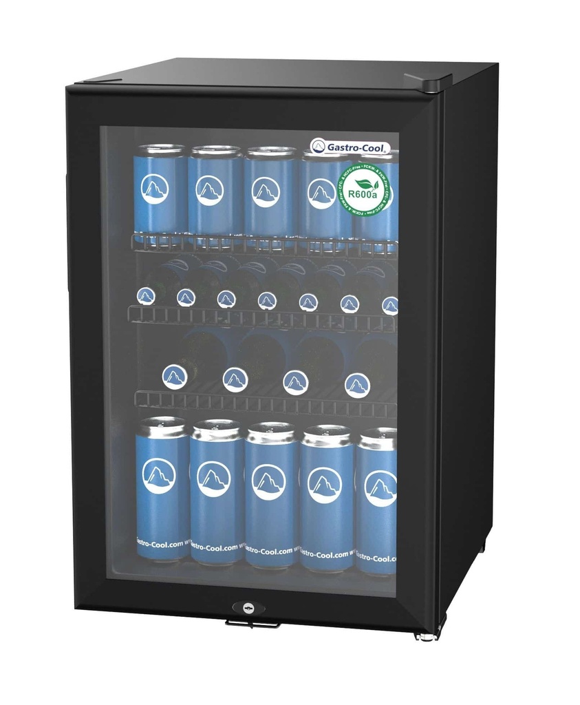 [204101] Flaschenkühlschrank mit Glastür - schwarz - Hochleistungs-LED - GCKW65