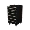 Mobile Tool Cart Fridge – 50L Industrial Style Minibar with Drawers and Wheels – Black – Designer Refrigerator for Workshop, Garage & Man Cave