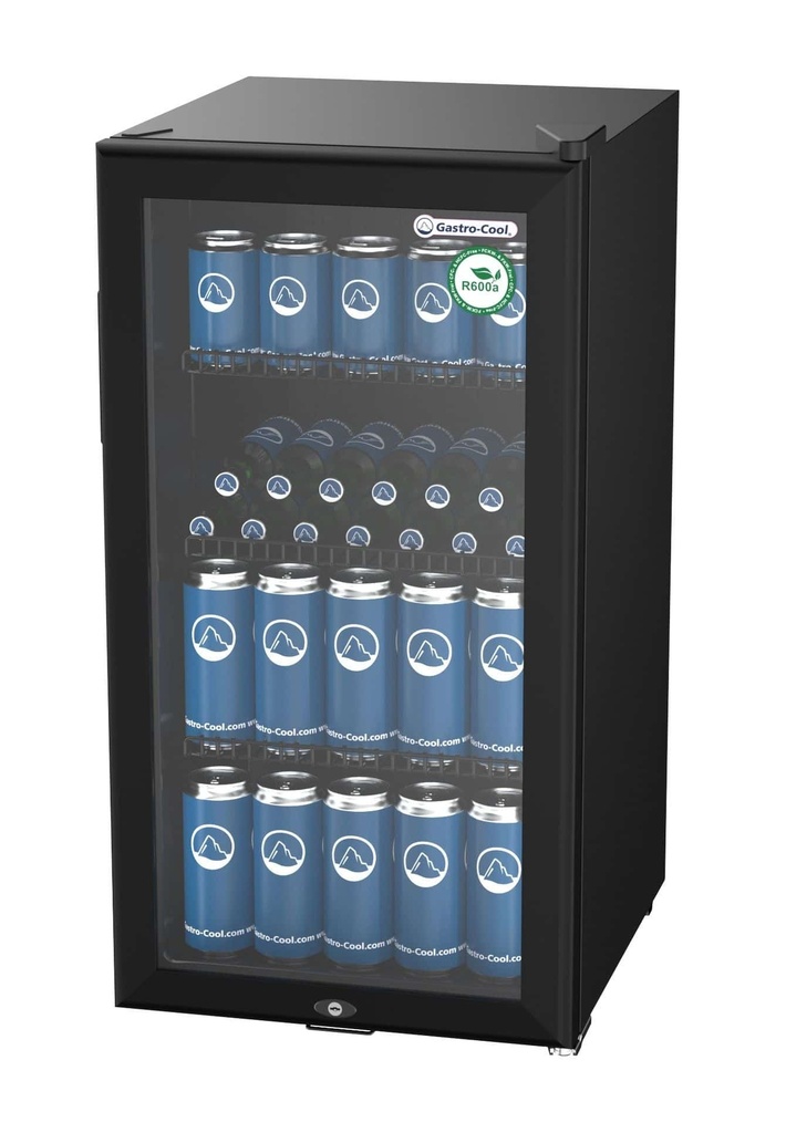 [250101] Black Glass Door Bottle Fridge with LED Lighting – Commercial – GCKW90