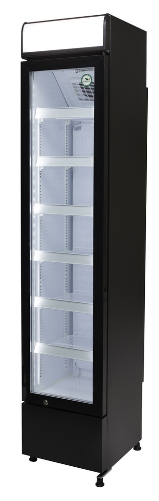 [135201] Flaschenkühlschrank - schmal - Werbung - schwarz/weiß - LED - GCDC130